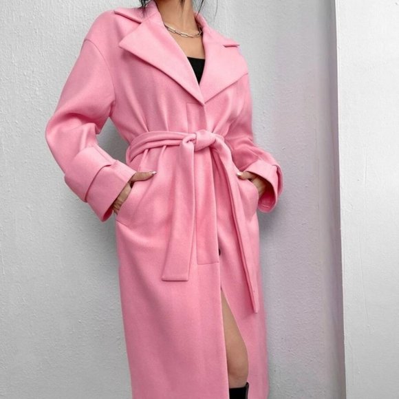 Belted Long Overcoat Jacket. brand new! WARM! - Picture 4 of 6